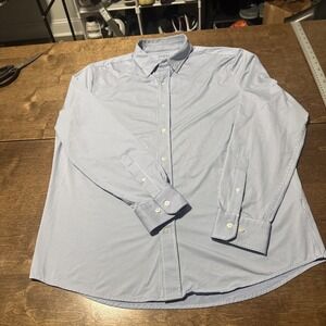 Rhone Commuter Shirt Mens Large Blue Slim Fit Stretch Italian Long Sleeve Button